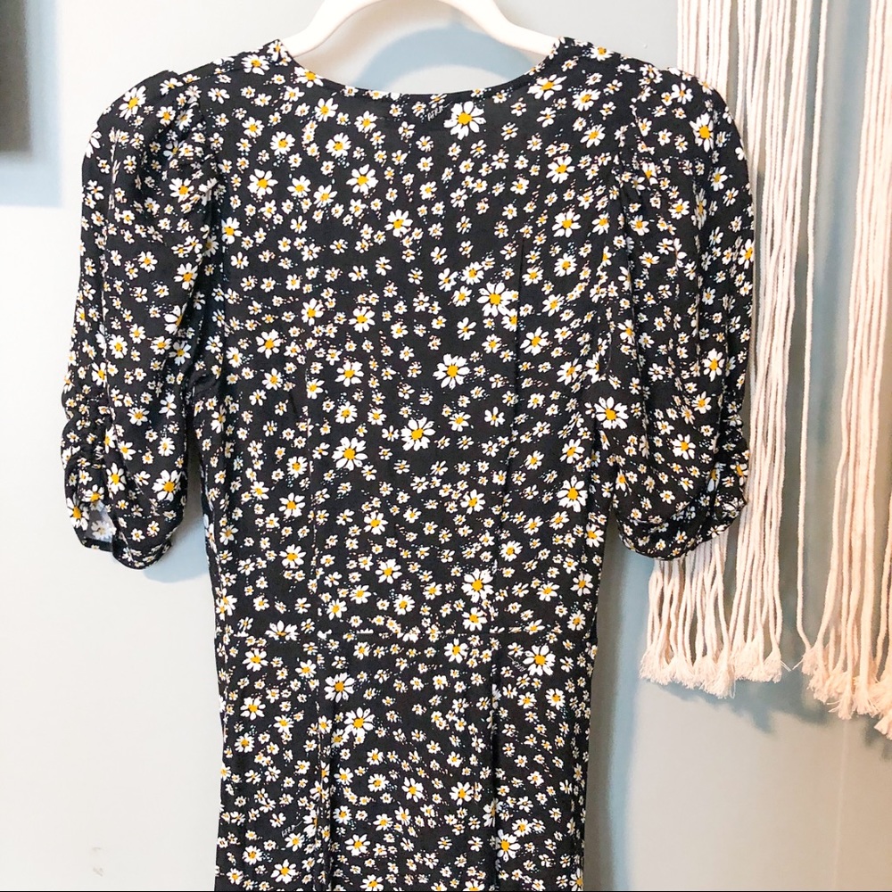 NWT AFRM Black Daisy Ditsy Ruched Midi Dress XS - Picture 11 of 13